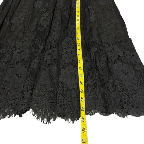 Parker Black lace cocktail dress 2  gothic witchy goblincore midi sheer illusion - Picture 10 of 15